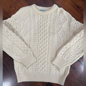 Aran Crafts Cream Cable Knit Sweater